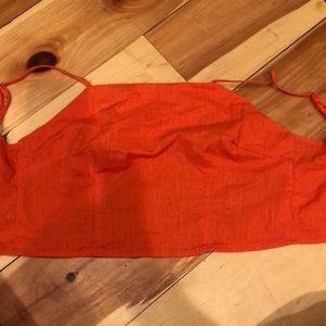 orange cropped tank top tie back